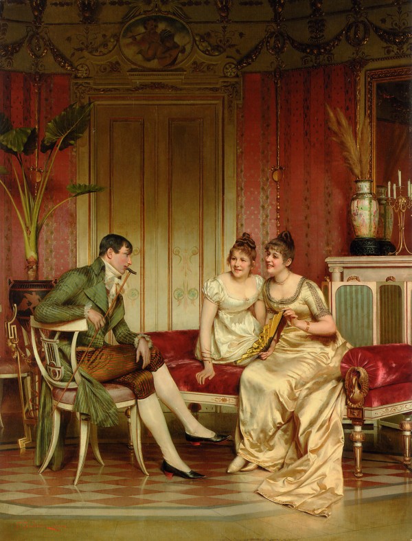 Two ladies and a gentleman by Frederic Soulacroix